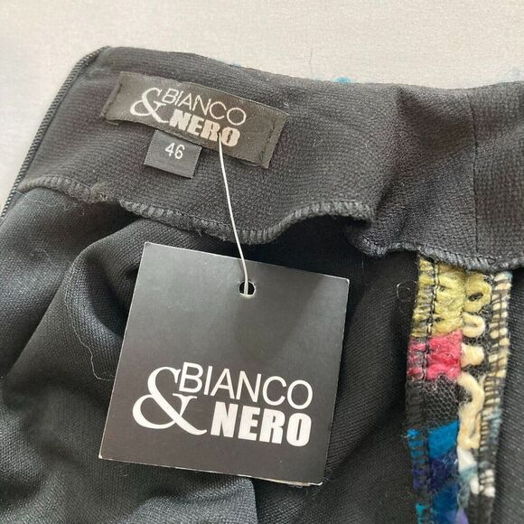 Bianco & Nero Womens Multicolor Embroidered Leaves Top Size 46/XL Artisanal Boho - Picture 2 of 14